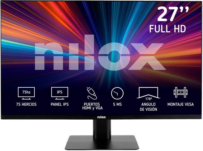 Monitor Nilox 27" NXM27FHD11 - Full HD, panel IPS, respuesta de 5 ms, 75 Hz