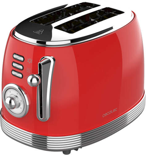 Tostadora Cecotec Toast&Taste 800 03259 - 6 Potencias, 3 Modos, Inox, Rojo