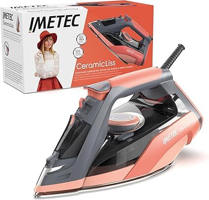 Plancha Imetec Eco Ceramic Liss GV180 - 2400 W, Cerámico, Negro, Salmón