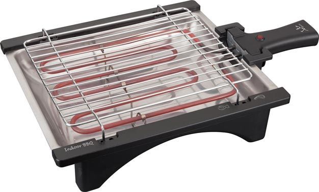 Barbacoa eléctrica Jata BQ95 - 36x32 cm, 2000 W, Inox, Negro