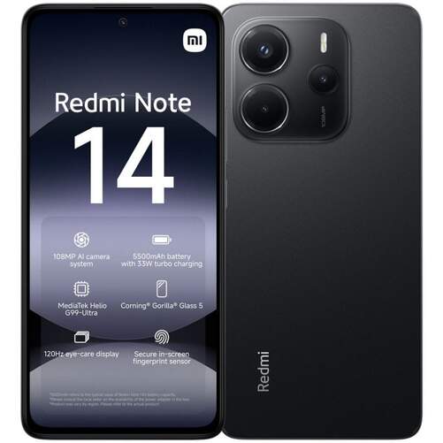 Xiaomi Redmi Note 14 6/128 GB Negro -  6,67", 108 MP, MediaTek Helio G99-Ultra, 5500 mAh