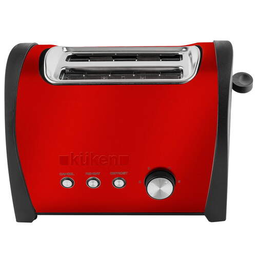 Tostadora Kuken 33778 - 2 ranuras cortas, 800 W, Rojo Vintage