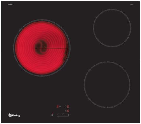 Placa vitrocerámica Balay 3EB764EN - 3 zonas, 5700 W, Negro