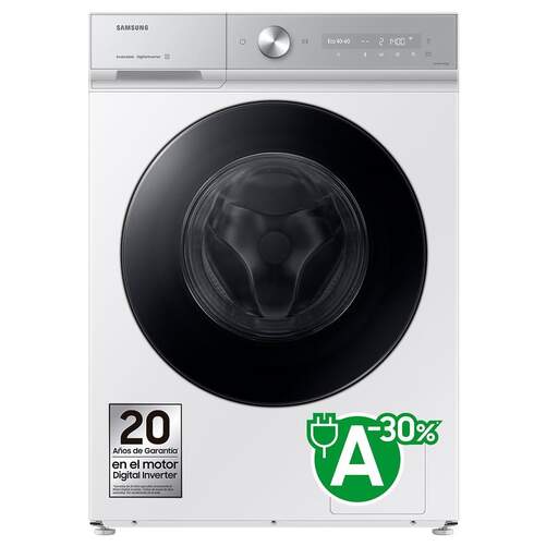 Lavadora Samsung WW90DB8U95GHU3 - 9 kg, 1400rpm, Clase A-30%, EcoBubble, Blanco