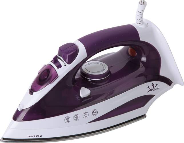 Plancha Jata PL225 - 2400 W, Vapor Variable, Vapor Continuo de 25 g/min, Morado y blanco, Suela Inox