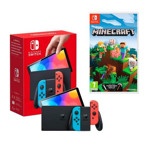 Consola Nintendo Switch OLED Azul/Rojo + Minecraft