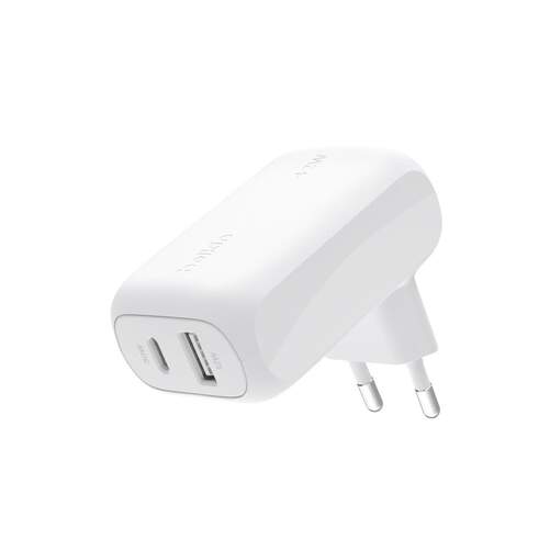 Cargador Belkin VCB009VFWH - 1 x USB C de 30 W, 1 x USB A de 12 W, Blanco