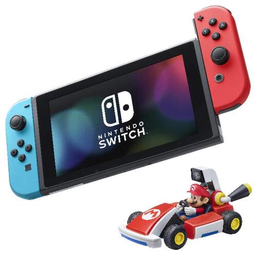 Consola Nintendo Switch+Car Circuit Mario - Multitouch, 3 altavoces, 6&#39;5 h de autonomía, Azul y Roja