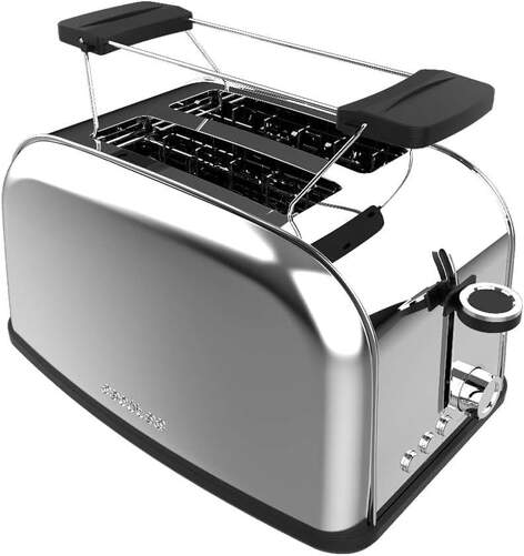 Tostador Cecotec Toastin&#39; Time 4810 - 850 W, 2 Ranuras Extraanchas, Inox