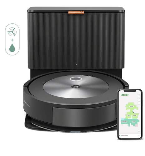 Aspirador Robot Roomba J557840 - Wifi, Aspira y Friega, Autovaciado, Negro