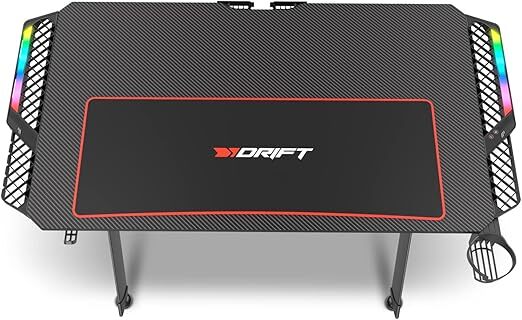 Mesa Gaming Drift DRDZ150RGB - 116x75 cm, Negro Mate