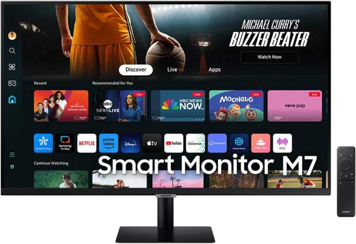 Smart Monitor Samsung 27" M5 M50D - Pantalla VA Full HD, 60Hz, HDMI y USB-A, Gaming Hub