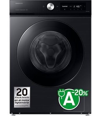 Lavadora Samsung WW90DB7U94GBU3 - 9 kg, 1400 rpm, Clase A-20%, EcoBubble, Función Wifi, SmartThings