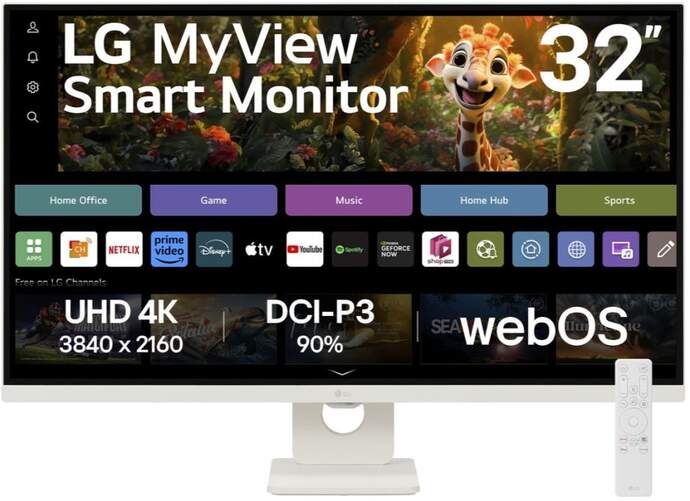 Smart Monitor LG 32" 32SR73U - Resolución 4K, Altavoces 10 W, Pantalla VA, HDR10, 5 ms, webOS