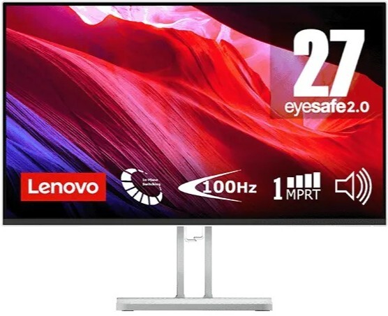 Monitor Lenovo L27i-4A - 27", Full HD, 100 Hz, 6ms, altavoces integrados, HDMI, VGA, Gris claro