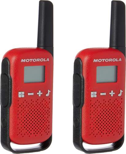 Walkie Talkie Motorola T42 Rojo - Pack Doble, 4000 m de alcance, 16 canales, negro y rojo