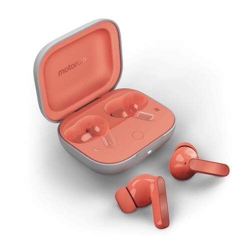 Auriculares Motorola Buds Pink - Bluetooth 5.3, Cable Tipo C, funda de carga, Aut. 9 hr