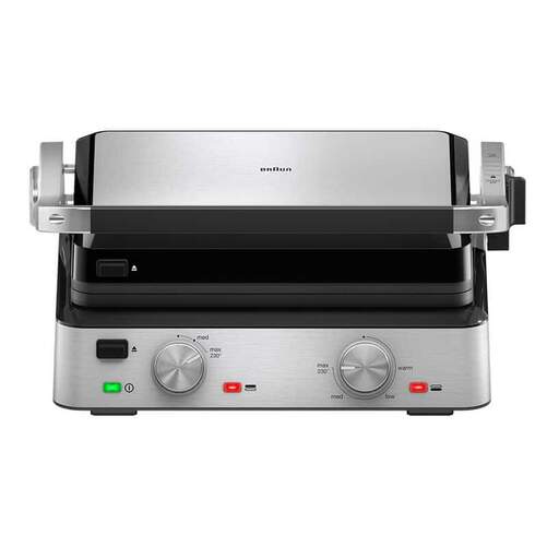 Plancha Multigrill Braun CG7020 - 3 en 1, 29x23 cm, 2000 W, Apertura de 180º, Inox