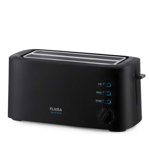 Tostadora Flama 988FL - 2 ranuras largas, 1630 W, Inox, Negro