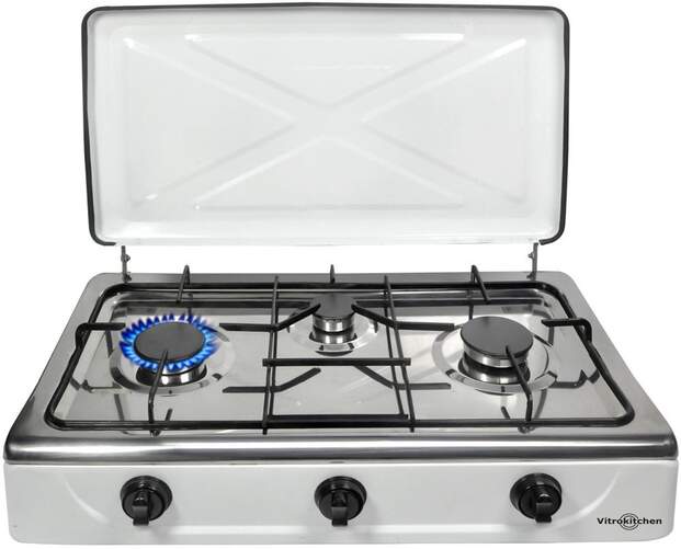 Hornillo Vitrokitchen 302BB - 3 zonas, gas butano, blanco