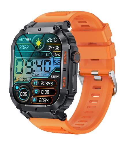 Smartwatch Denver SWC-191O - Correa Naranja, Bluetooth, Pantalla 1,96", 360 mAh