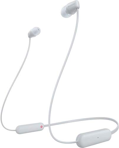 Auriculares Sony WIC100W - Batería 25 Horas, Carga Rápida, DSEE, IPX4, Asistente Voz, Blanco