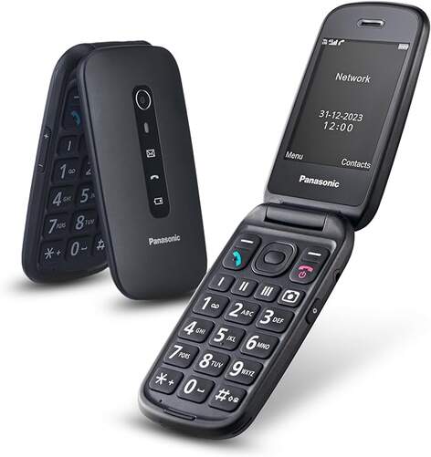 Teléfono Panasonic KXTU550EXB para personas mayores - 4G, color negro, pantalla grande de 2&#39;8"