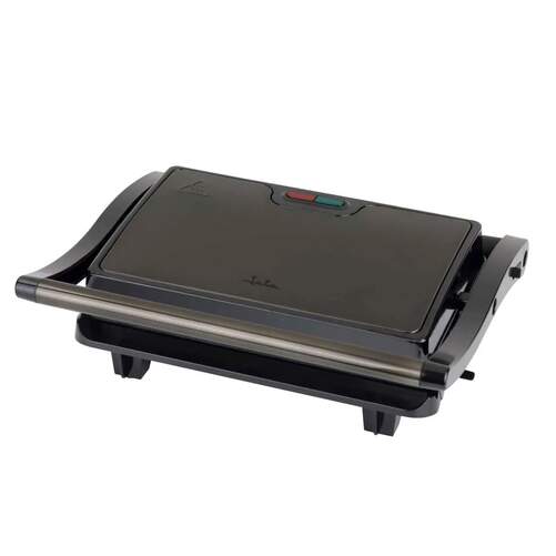 Grill Jata JEGR1106 - 750 W, Tapa superior basculante, Apertura 180º, Negro