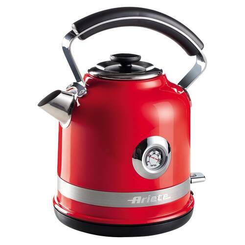 Hervidor Ariete 2854/00 Moderna Rojo - 2000W, 1.7 L, AutoApagado, Resistencia Oculta