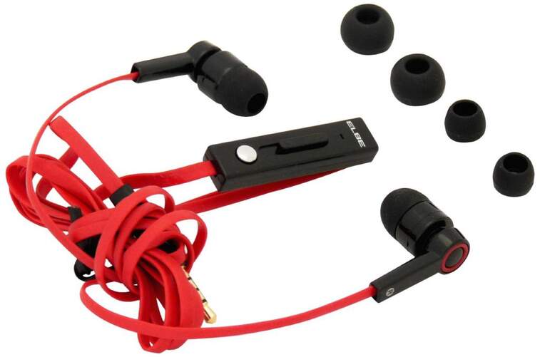 Auriculares Elbe AUR10MIC intra-auditivo - 32 Ohmios, Rojo, Binaural, cable 1,1m, botones de función