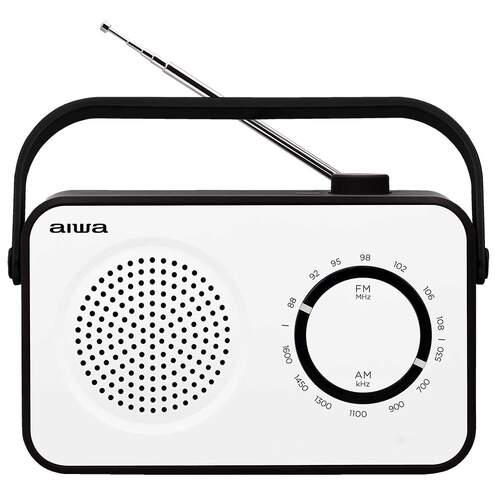 Radio Portátil AIWA R190BW - Radio AM/FM, Altavoz 4", Blanco