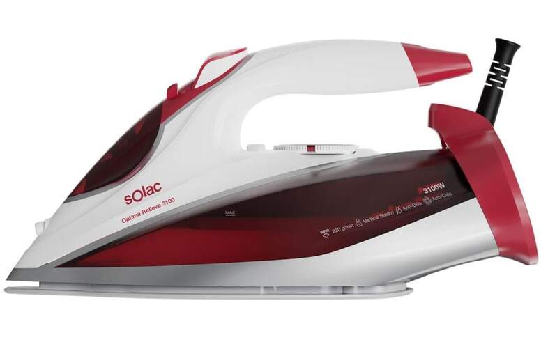 Plancha Solac PV2040 Optima - 3100 W, 220 g/min, Apagado automático, Rojo y Blanco