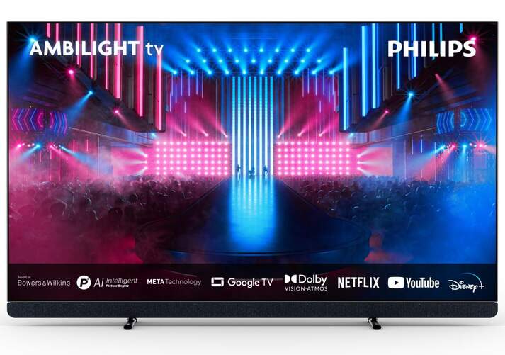 TV Philips 55" Ambilight 55OLED909 - 4K Ultra HD, OLED+, Google TV, P5 Engine, 120 Hz, Dolby Atmos