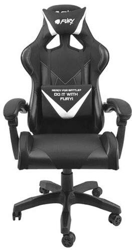 Silla Gaming Fury Avenger L - Blanca/Negra - Almohadas, reposabrazos