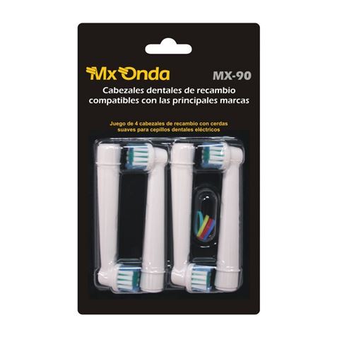 Recambio cabezales dentales MXOnda MX90 - 4 Unidades, Blanco