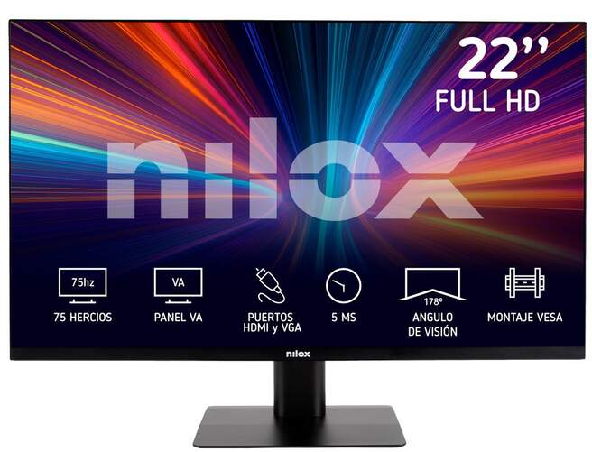 Monitor Nilox 22" IPS - 5MS, VGA y HDMI