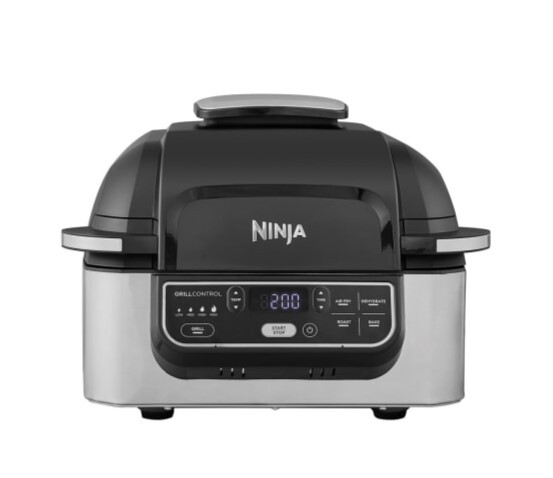 Barbacoa Ninja AG301EU - De interior, 5 en 1, Freidora de aire, Inox, Negro