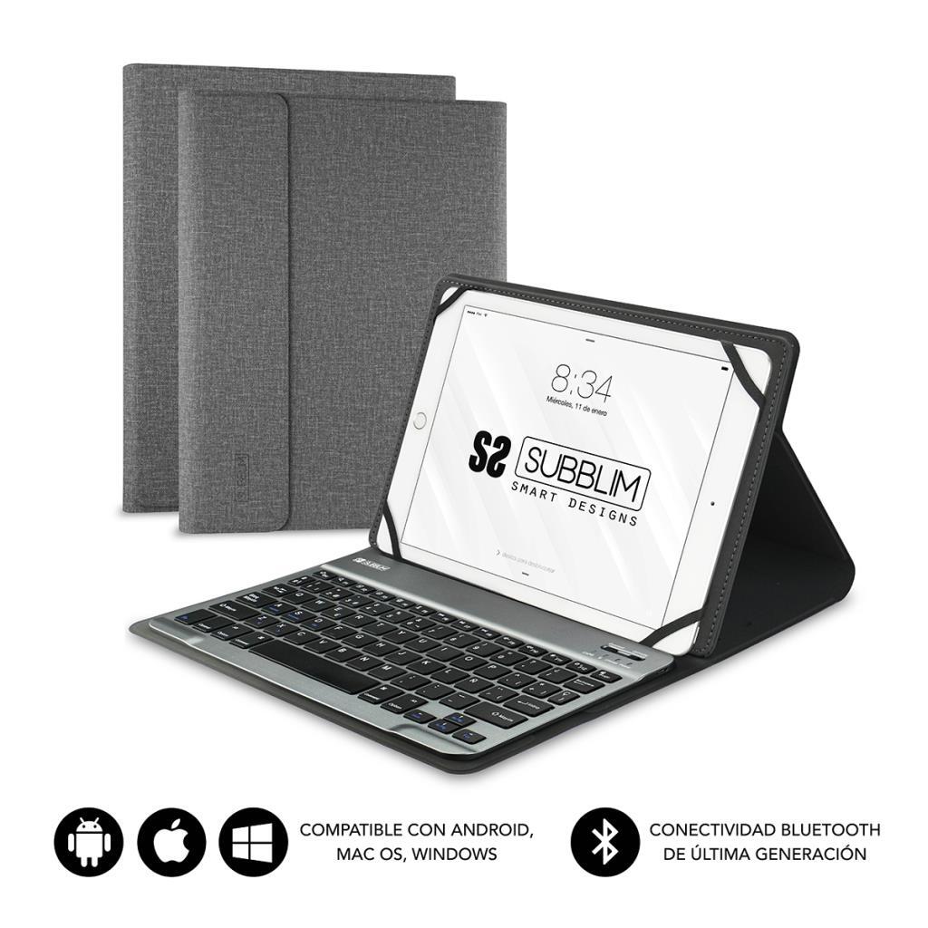 Funda y Teclado Tablet Subblim Keytab Pro - Bluetooth, Gris