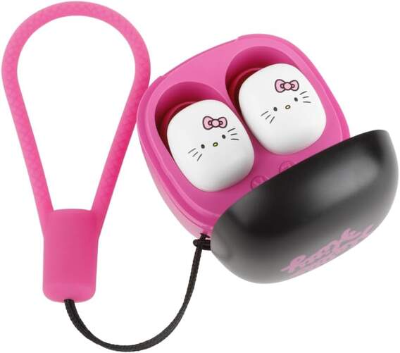 Auriculares inalámbricos Mini Konix NK Hello Kitty - Autonomía 6 + 15 h, bluetooth 5.4, Rosa y Negro