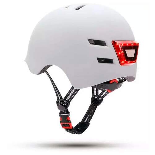 Casco Youin MA1011 Blanco - Talla L, Luz Frontal y Trasera