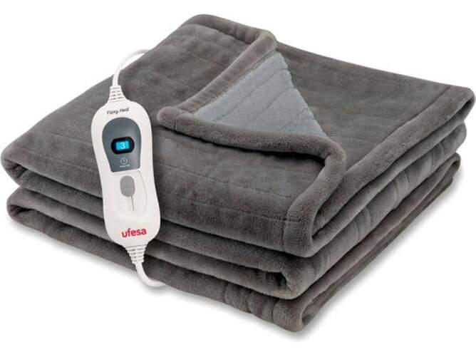 Manta Ufesa Softy Fleece - 120 W, 150x100, Autoapagado, Gris