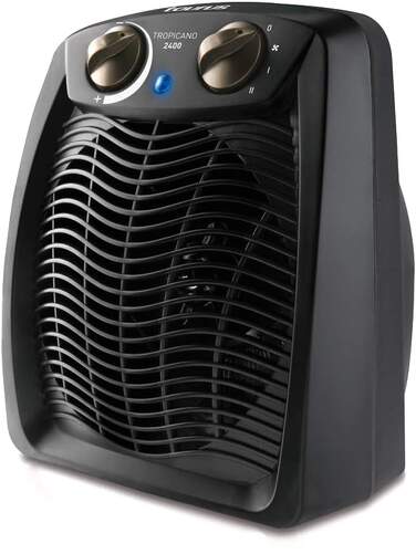 Calefactor Taurus Tropicano 2400 - 2400W, 2 Intensidades frío/calor, Termostato regulable, Negro