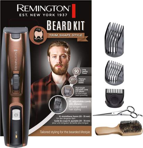 Barbero Remington B4046 Kit Peine Cortador + Cabezales - 90 min autonomía, negro y marrón