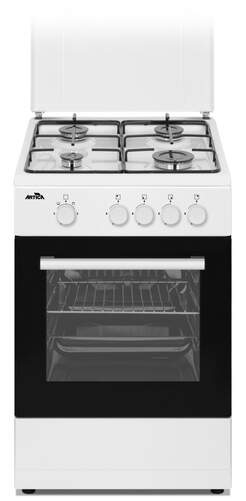 Cocina gas Butano Artica AKF5055W - 4 Fuegos, 50x56cm, Termopar Seguridad, Doble Vidrio, Blanca