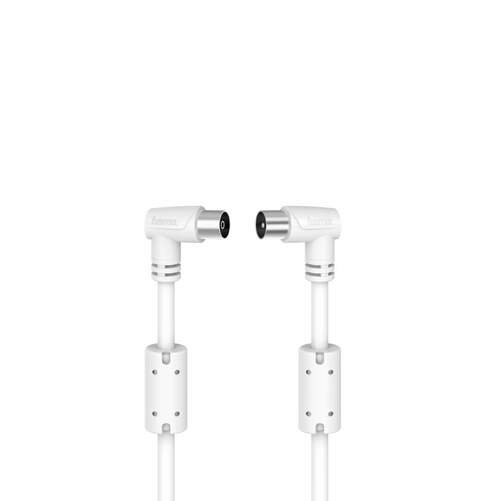 Cable Antena Hama 00205057 - 3 Metros, 90dB, 75 ohmios, Acodado, Blanco