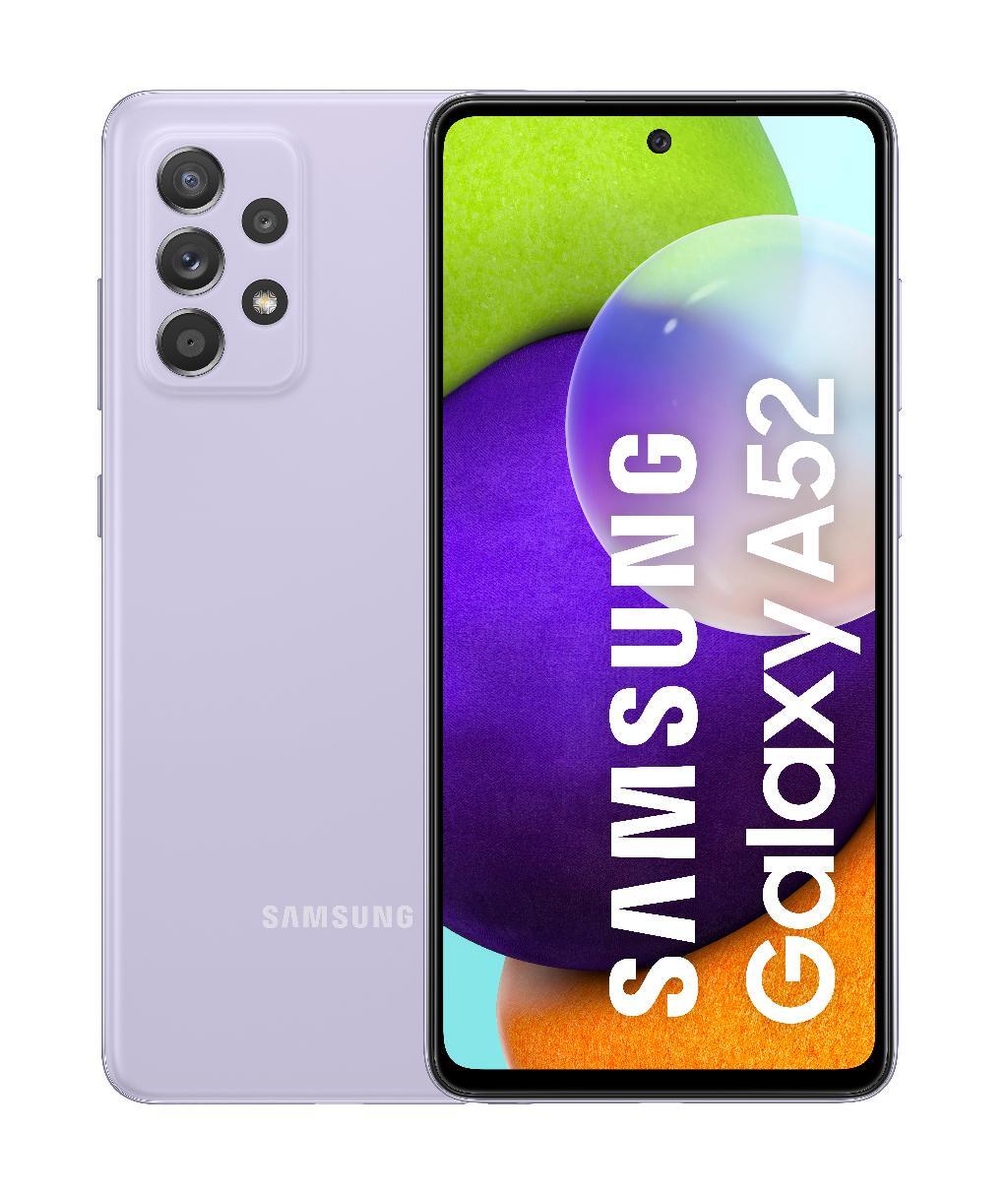 Samsung Galaxy A52 violeta 6128gb 6.5 fhd+ 90hz octacore 2.3ghz libre 1651 cm 65“ 1286gb 128 6 ram full hd+ sdm720g 4500 mah android 11 smartphone con pantalla infinityo de 65 pulgadas y memoria interna ampliable 6gb 128gb 4g 64mp 32mp 6gb128gb