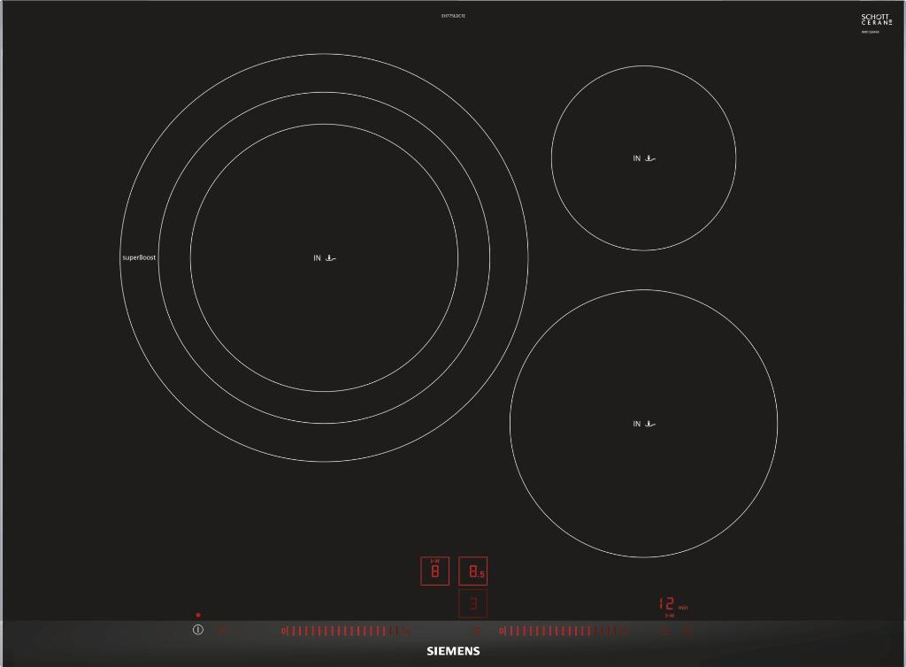 Placa inducción Siemens EH775LDC1E - 70cm, 3 Zonas (1 Gigante 32cm)