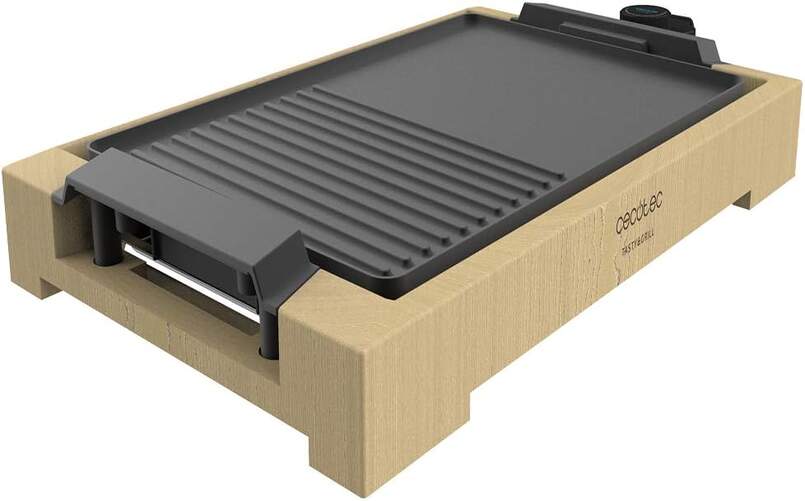 Asadora Cecotec Tasty&Grill 2000 Bamboo Black - 2000 W, 5 niveles potencia, 37,5 x 24,5 cm