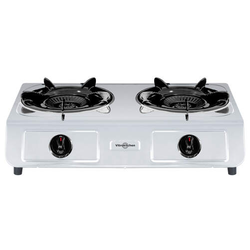 Hornillo de gas Vitrokitchen 260IB - 2 fuegos, Inox, blanco