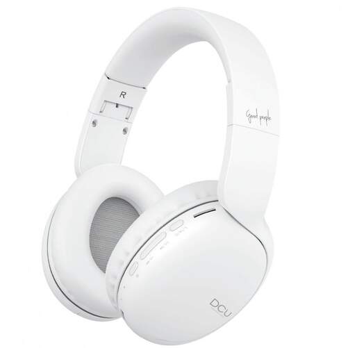 Auriculares DCU Bluetooth Diadema - Bluetooth y cable jack, 15 h autonomía, radio FM, blanco